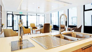 view of living room from kitchen