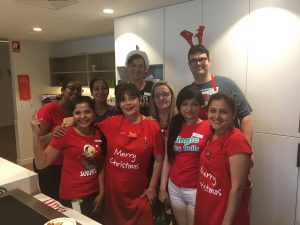 Christmas celebration by nursing home staffs